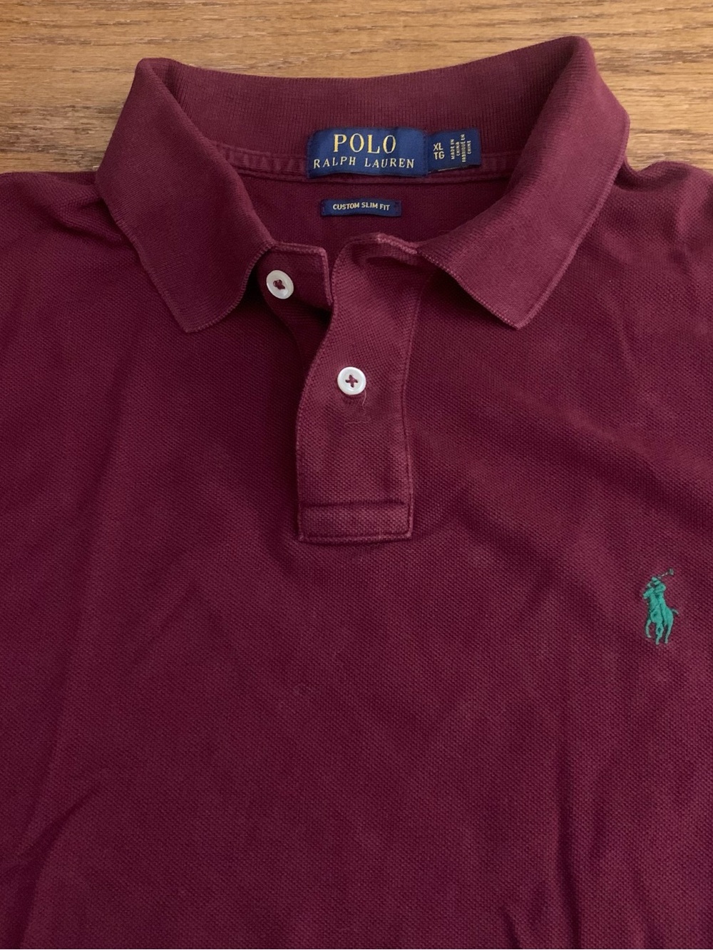 RL POLO SS Burgundy Custom Slim Fit All Cotton apolo